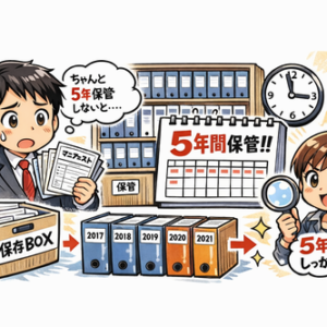 マニフェストの保存に悩む人のイラスト