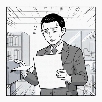 行政への提出を悩んでいる人のイラスト