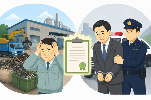 産業廃棄物処理業の許可を受けている法人の役員が逮捕された時点で、その許可は即時に取り消される？